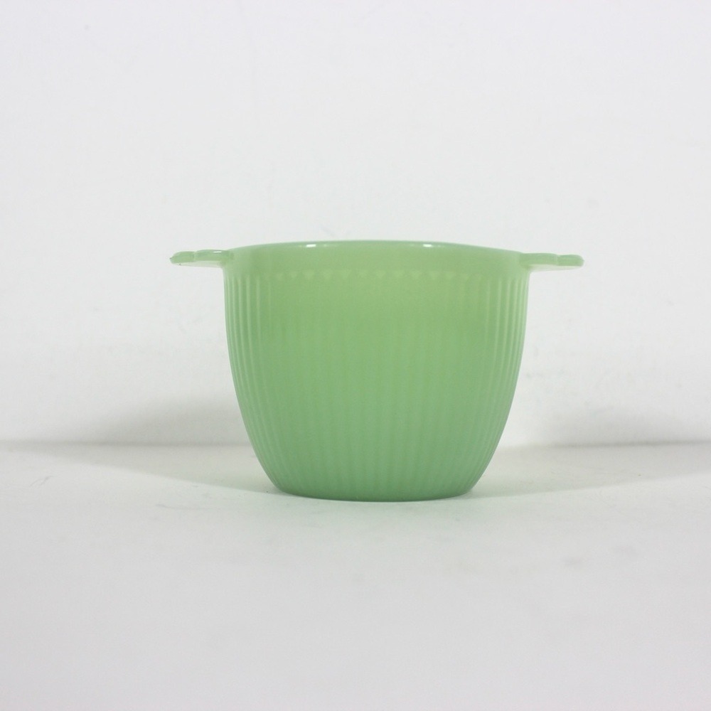 1950’s Jadeite Jane Ray Sugar Bowl - No Lid Vintage Marked: Fire King Oven Glass